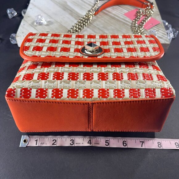 Kate Spade Purse Straw Natalia Flap Shoulder Bag Leather Crossbody Handbag - Picture 8 of 14